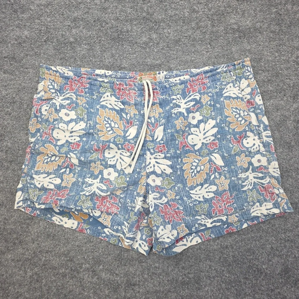 Reyn Spooner Swim Trunks Mens Medium Blue Floral Hawaiian Lined